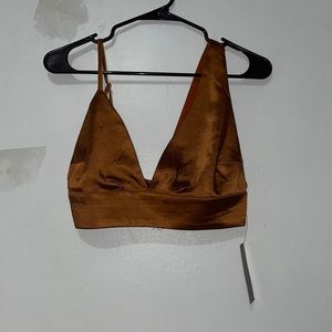 NWT Size M Lulus Brown/ Copper Crop Top Tank Shirt